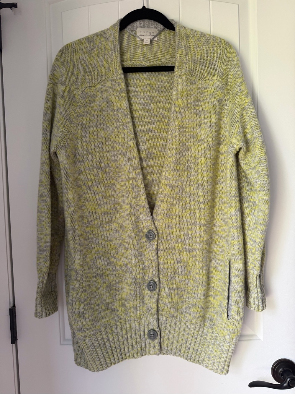 hinge Lime Marled Button-Front Cardigan Sweater Sz M